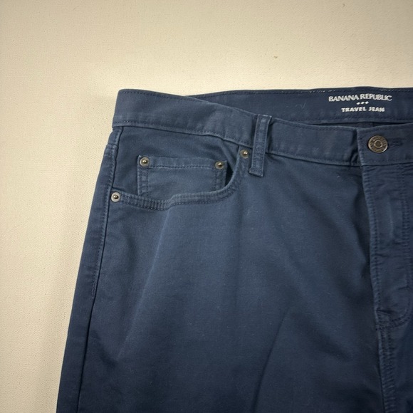 Banana Republic Travel Jean Pants Men 38x32 Athletic‎ Fit Navy Blue - Picture 4 of 8